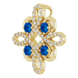 14K Yellow Natural Blue Sapphire & 1/6 CTW Natural Diamond Clover Pendant