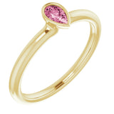 14K Yellow Gold Natural Pink Tourmaline Stackable Ring
