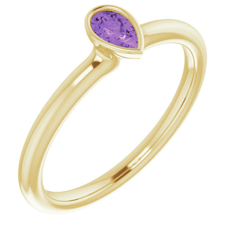 14K Yellow Gold Natural Amethyst Stackable Ring