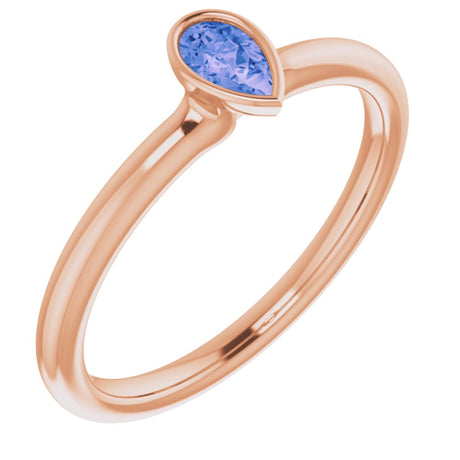 14K Rose Natural Tanzanite Stackable Ring