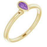 14K Yellow Gold Natural Amethyst Stackable Ring