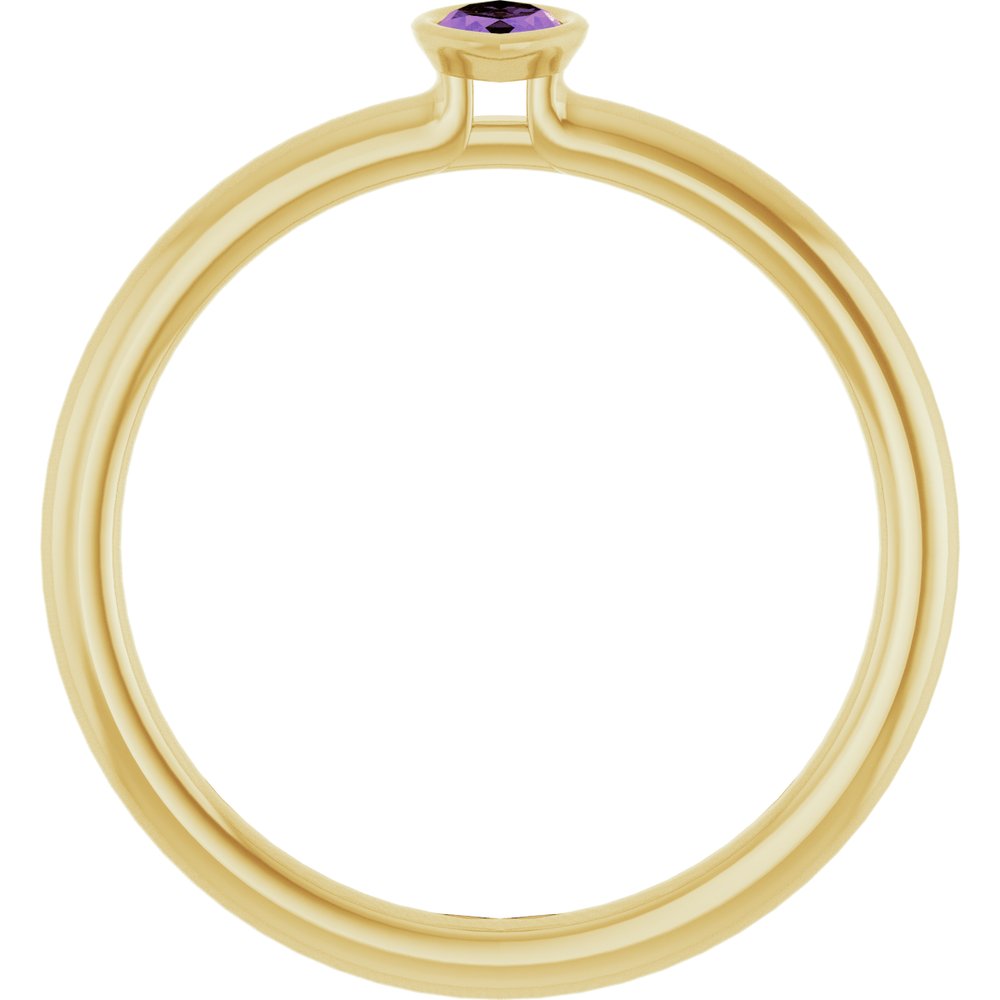 14K Yellow Gold Natural Amethyst Stackable Ring