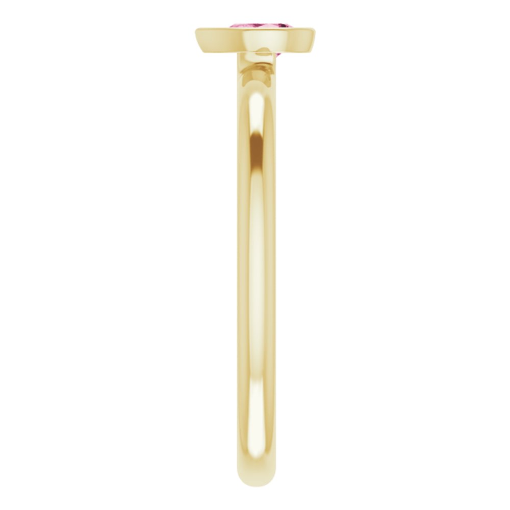 14K Yellow Natural Pink Tourmaline Stackable Ring