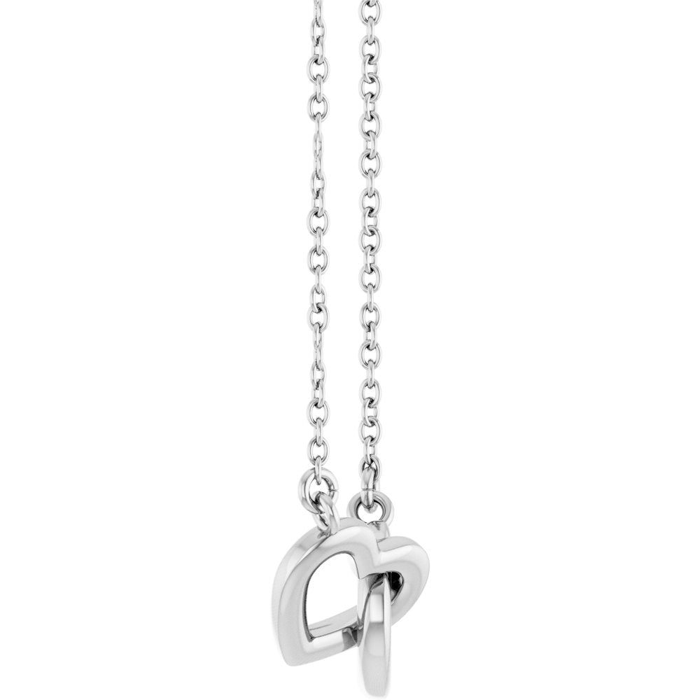 14K White Gold Interlocking Heart 16" Necklace 