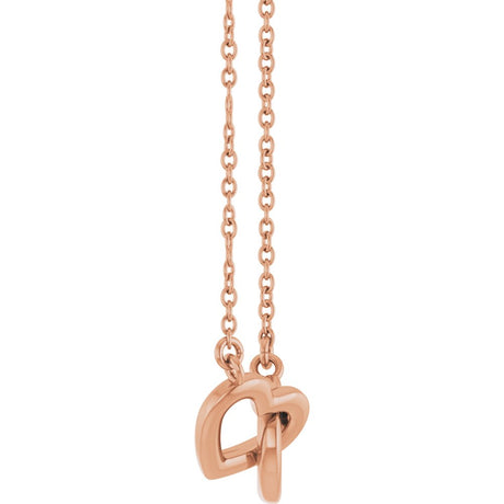 14K Rose Gold Interlocking Heart 16" Necklace 