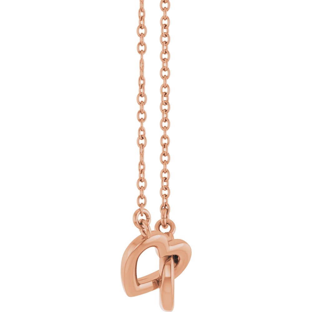 14K Rose Gold Interlocking Heart 16" Necklace 