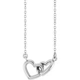 14K White Gold Interlocking Heart 16" Necklace 