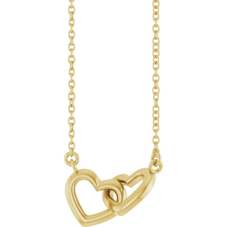 14K Yellow Gold Interlocking Heart 16" Necklace 