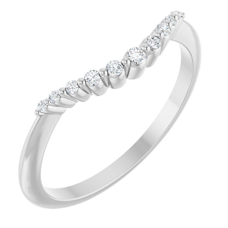 14K White .08 CTW Natural Diamond Contour Band