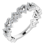 14K White Gold 1/3 CTW Natural Diamond Stackable Heart Ring