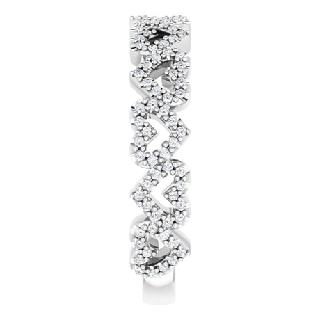 14K White Gold 1/3 CTW Natural Diamond Stackable Heart Ring