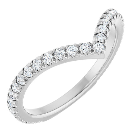14K White Gold 3/8 CTW Natural Diamond French-Set Contour Band