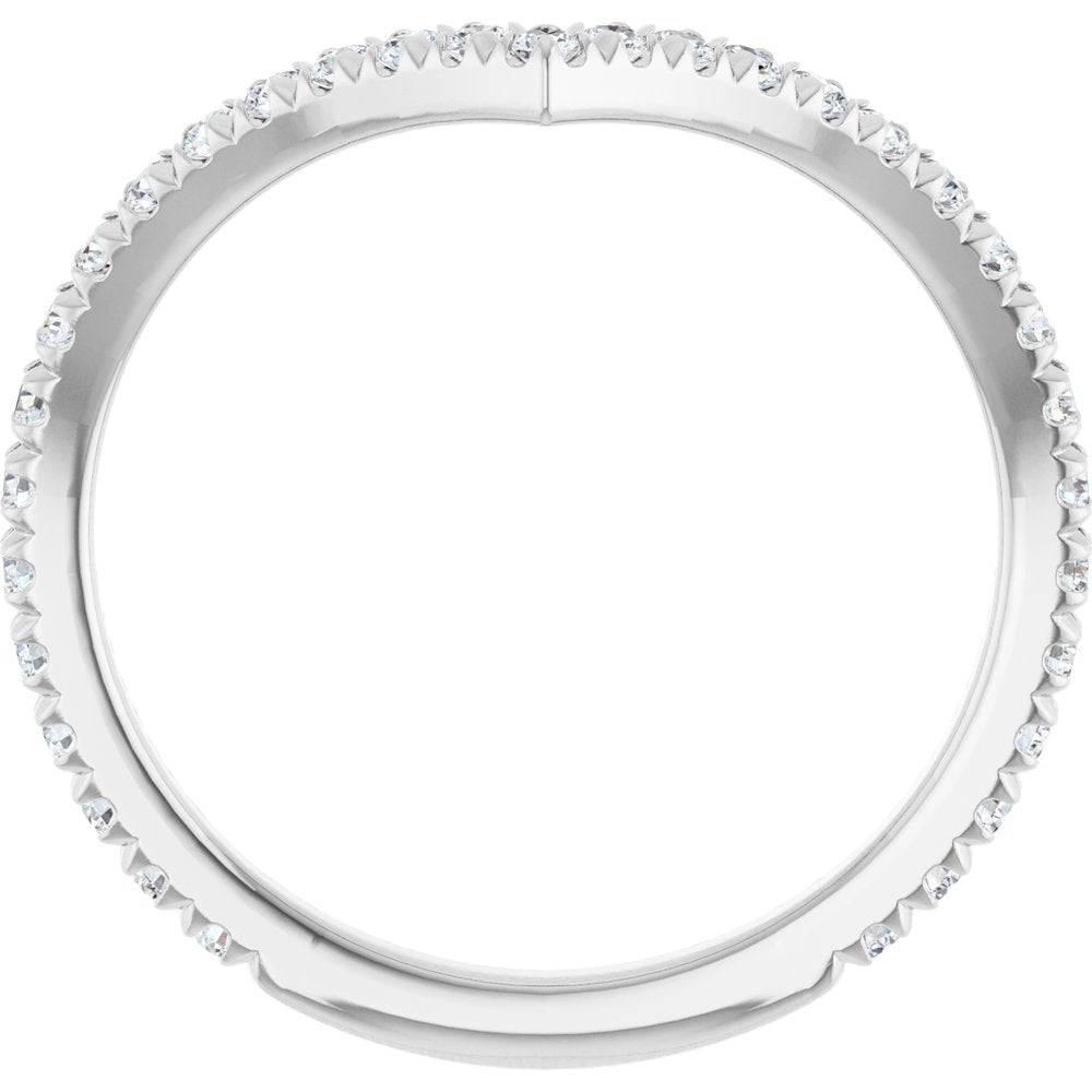 14K White 3/8 CTW Lab-Grown Diamond Contour Band