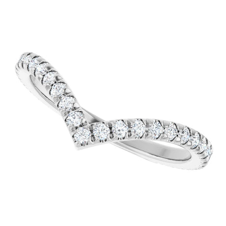 14K White Gold 3/8 CTW Natural Diamond French-Set Contour Band