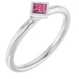 Sterling Silver Natural Pink Tourmaline Stackable Ring