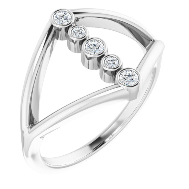 14K White Gold 1/8 CTW Natural Diamond Geometric Ring