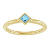 14K Yellow Natural Aquamarine Stackable Ring