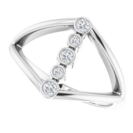 14K White Gold 1/8 CTW Natural Diamond Geometric Ring