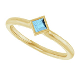 14K Yellow Natural Aquamarine Stackable Ring