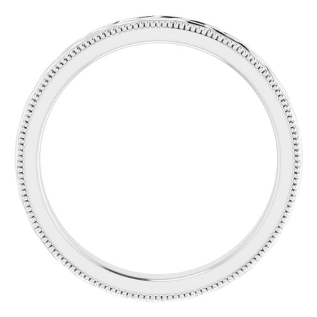 Sterling Silver 3 mm Milgrain Edge Wheat Pattern Flat Band Size 8