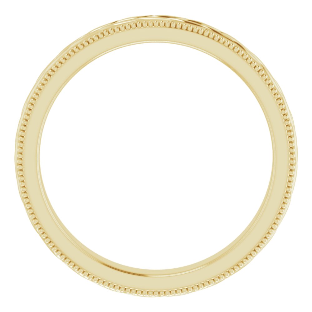 14K Yellow Gold 3 mm Milgrain Edge Wheat Pattern Flat Band Size 6