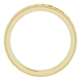 14K Yellow Gold 3 mm Milgrain Edge Wheat Pattern Flat Band Size 6