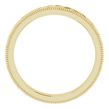 14K Yellow Gold 3 mm Milgrain Edge Wheat Pattern Flat Band Size 6