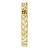 14K Yellow Gold 3 mm Milgrain Edge Wheat Pattern Flat Band Size 6