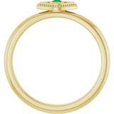 14K Yellow Natural Emerald Stackable Evil Eye Ring