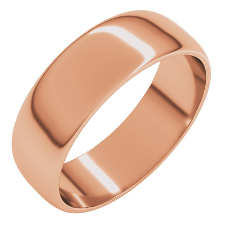 14K Rose Gold 6 mm Lightweight Half Round Band Size 11