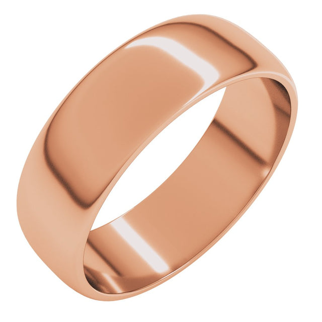 10K Rose 6 mm Half Round Light Band Size 12