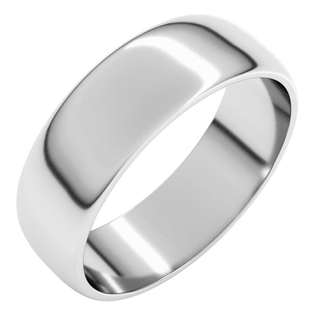 10K White Gold 6 mm Lightweight Half Round Band Size 6