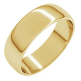 14K Yellow 6 mm Lightweight Half Round Band Size 10