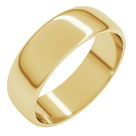 18K Yellow Gold 6 mm Lightweight Half Round Band Size 9