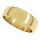 10K Yellow Gold 6 mm Lightweight Half Round Band Size 4