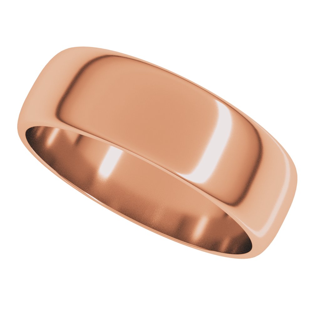 18K Rose 6 mm Lightweight Half Round Band Size 7.5