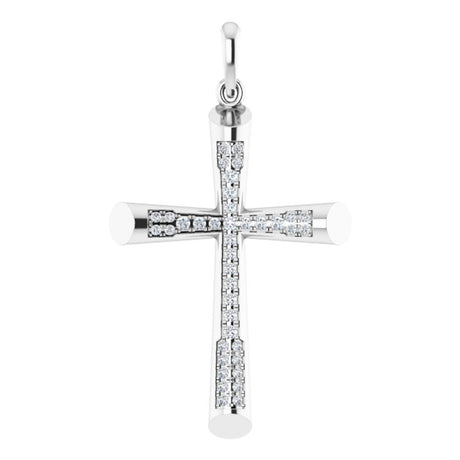 14K White 1/4 CTW Natural Diamond Micro Pavé Cross Pendant  