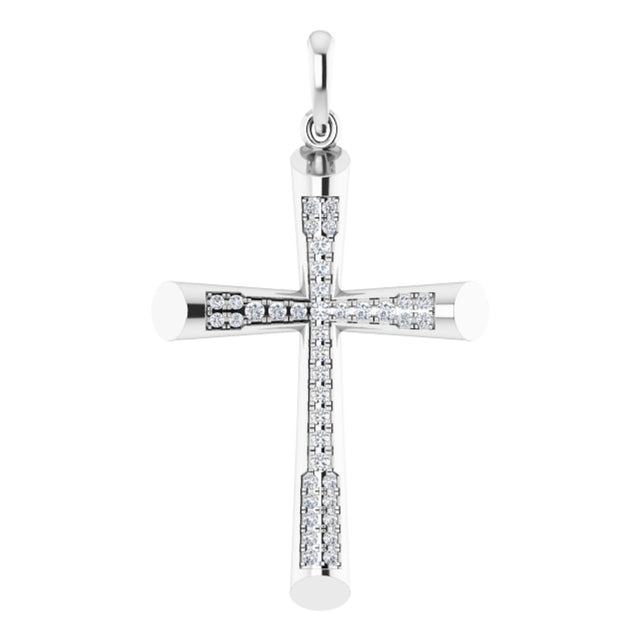 14K White 1/4 CTW Natural Diamond Micro Pavé Cross Pendant  