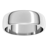 10K White Gold 6 mm Lightweight Half Round Band Size 6
