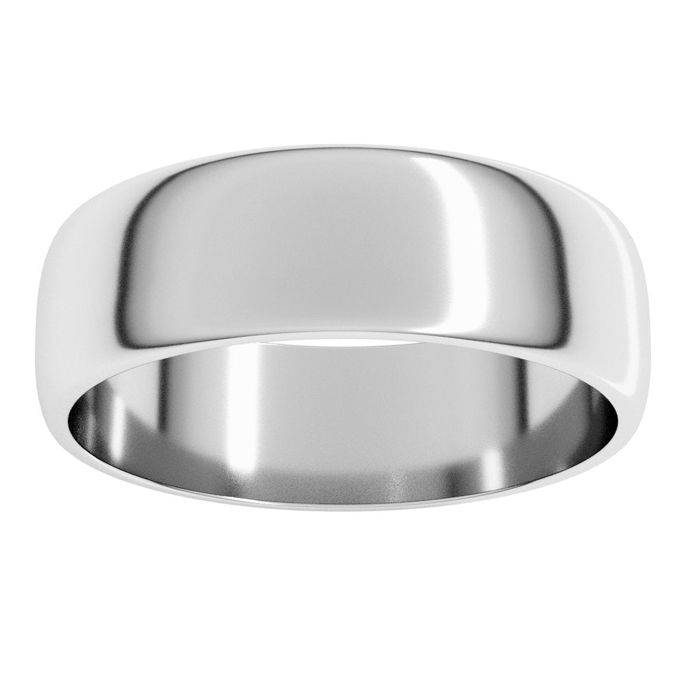 10K White Gold 6 mm Lightweight Half Round Band Size 6