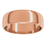 10K Rose 6 mm Half Round Light Band Size 12