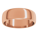 14K Rose Gold 6 mm Lightweight Half Round Band Size 11