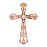 14K Rose Gold .025 CTW Natural Diamond Cross Pendant 