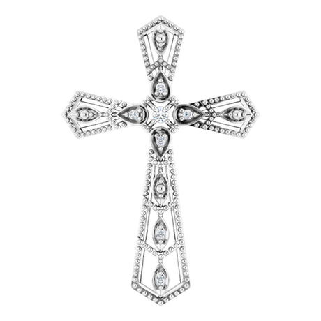 14K White .025 CTW Natural Diamond Cross Pendant 