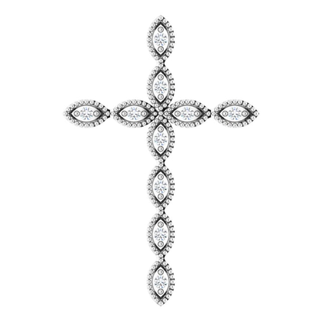 14K White 1/10 CTW Natural Diamond Cross Pendant