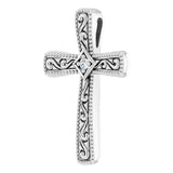 14K White .01 CT Natural Diamond Cross Pendant