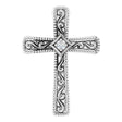 14K White Gold .01 CT Natural Diamond Cross Pendant 