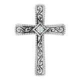 14K White Gold .01 CT Natural Diamond Cross Pendant 