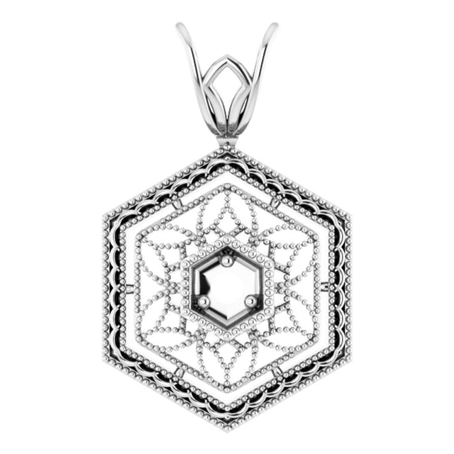 14K White 1.9 mm Round Filigree Pendant Mounting