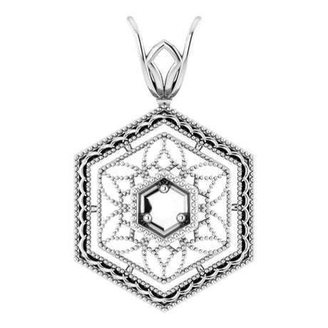 14K White 1.9 mm Round Filigree Pendant Mounting